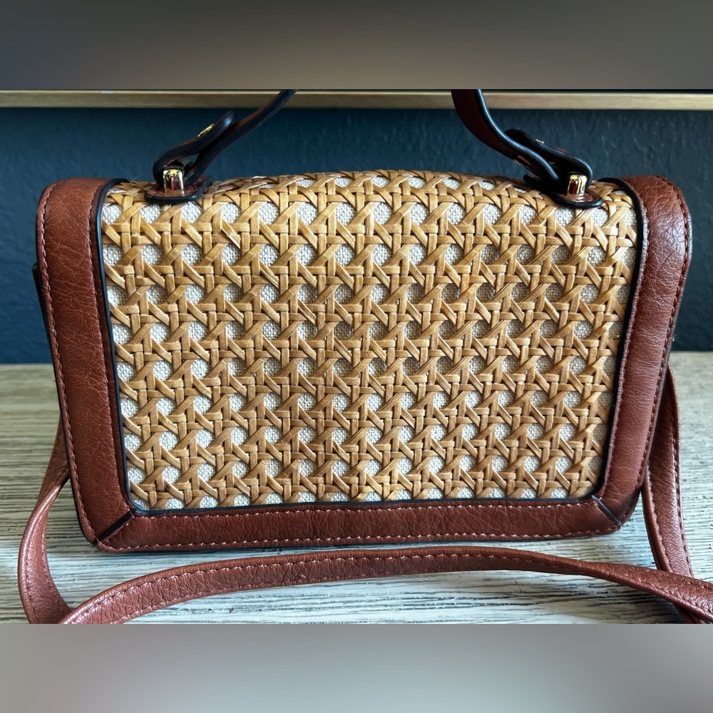 Enzo Angiolini Woven Brown and Tan Crossbody Bag - Picture 3 of 13